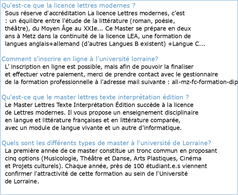 Master Lettres Université de Lorraine