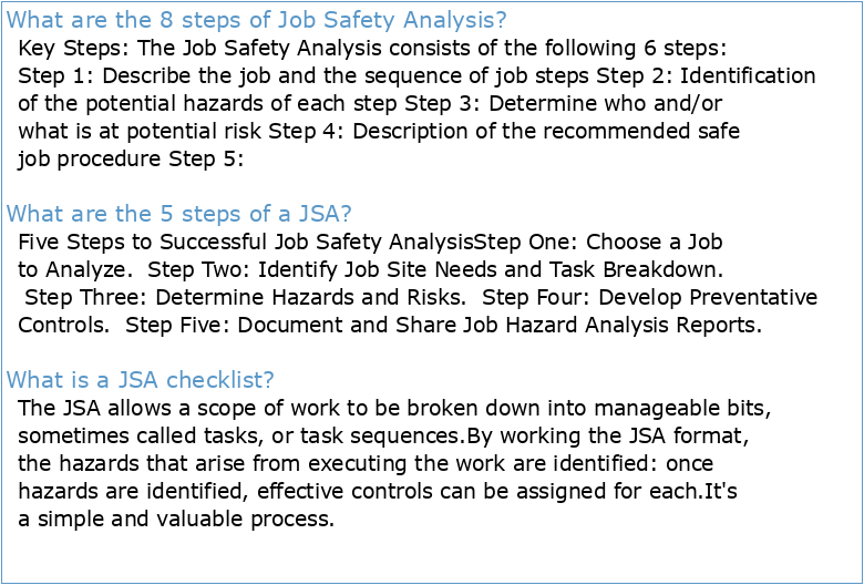 Job Safety Analysis (JSA) – Guideline
