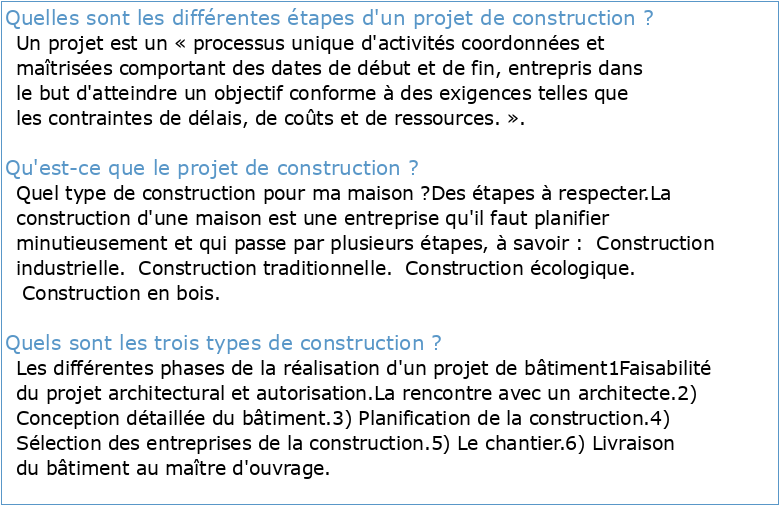 1 Chapitre I : Généralités Sur Les Projets De Constructions I