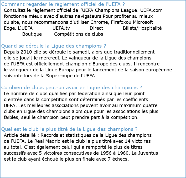 Règlement de l'UEFA Champions League