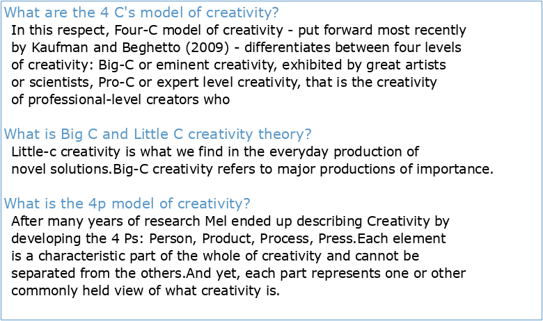 Beyond Big and Little: The Four C Model of Creativity