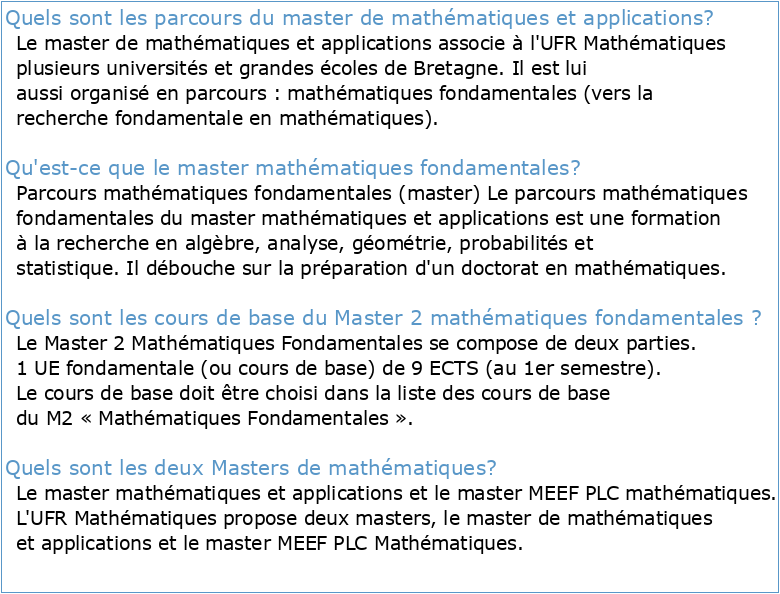 Master 2 Mathématiques Fondamentales et Applications