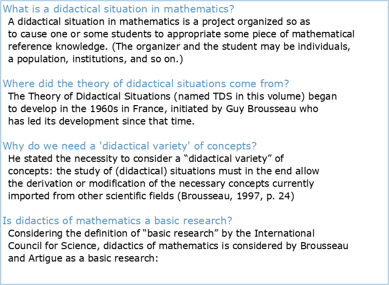 Theory of Didactical Situations in Mathematics: An