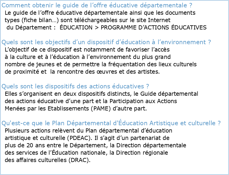 Guide 2023/2024 des actions éducatives du Département à