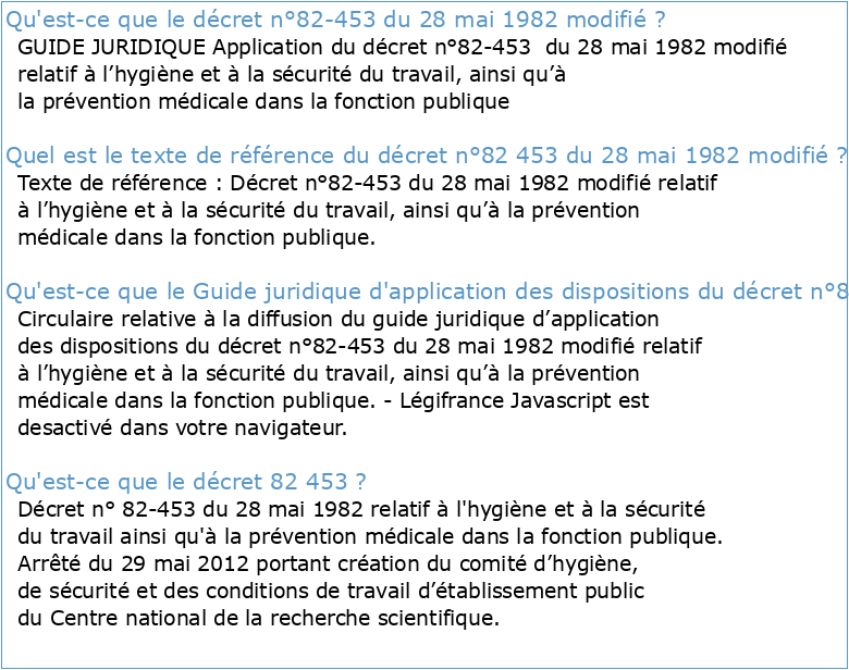 Guide juridique application du décret n°82-453 du 28 mai 1982