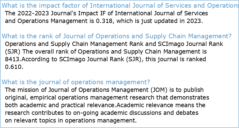 International Journal of Supply and Operations Management May