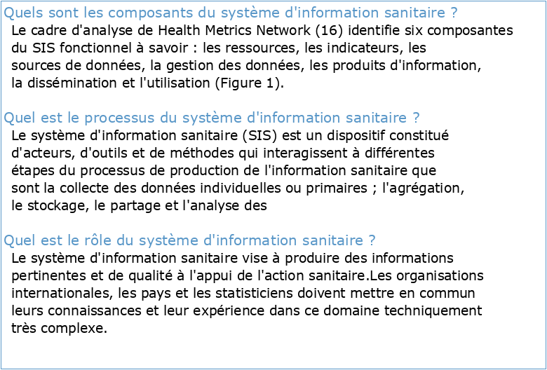 SYSTÈME D'INFORMATION SANITAIRE DE ROUTINE (DU/SISR)