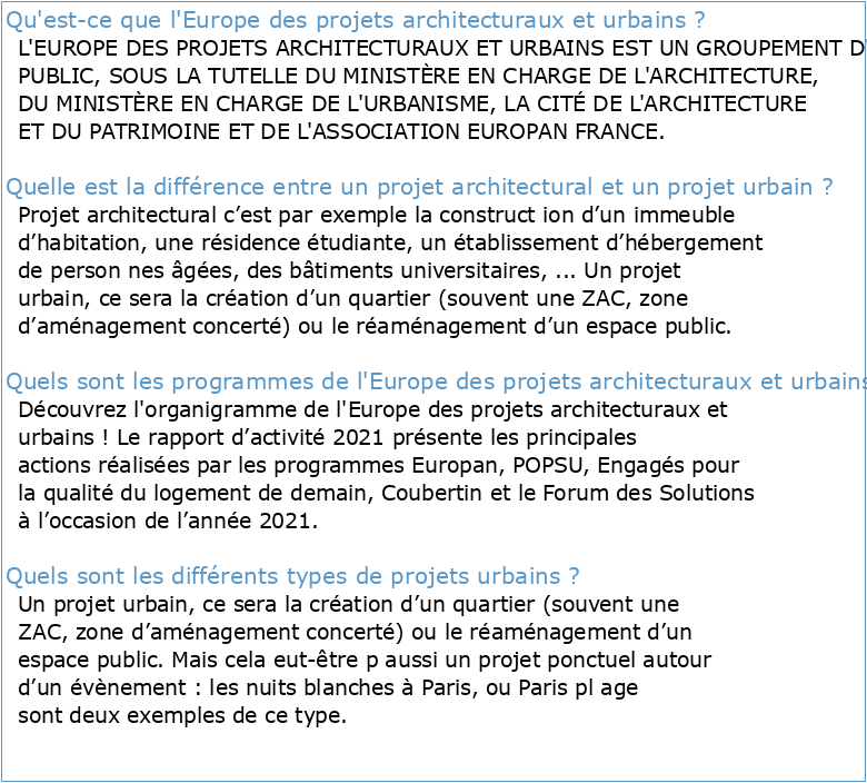 projets architecturaux et urbains & AP