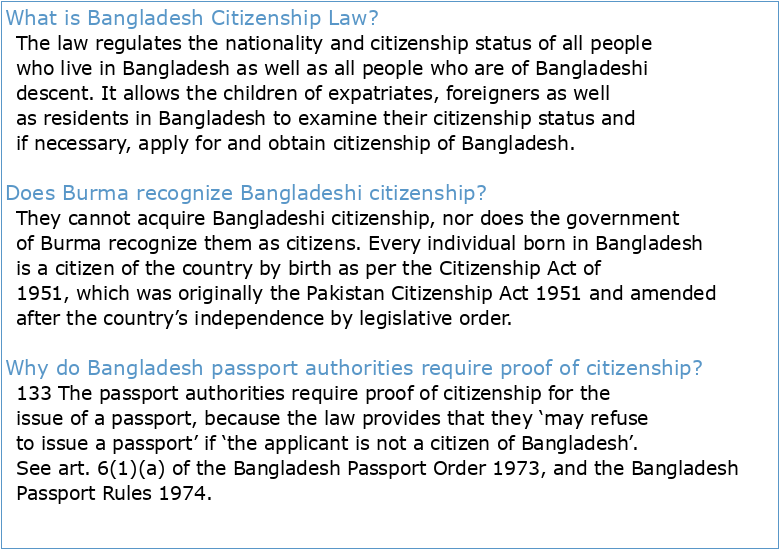 REPORT ON CITIZENSHIP LAW:BANGLADESH