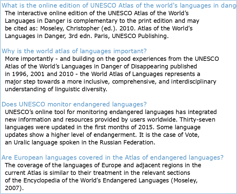 UNESCO Interactive Atlas of the World's Languages in Danger