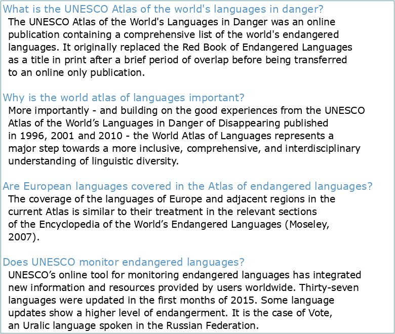 the unesco atlas of the world's languages in danger