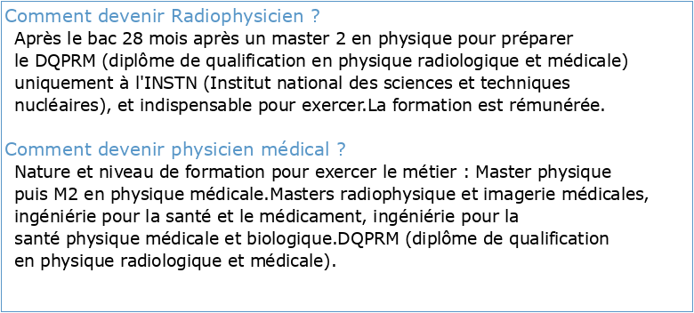 Master Universitaire Spécialisé : Radiophysique Médicale