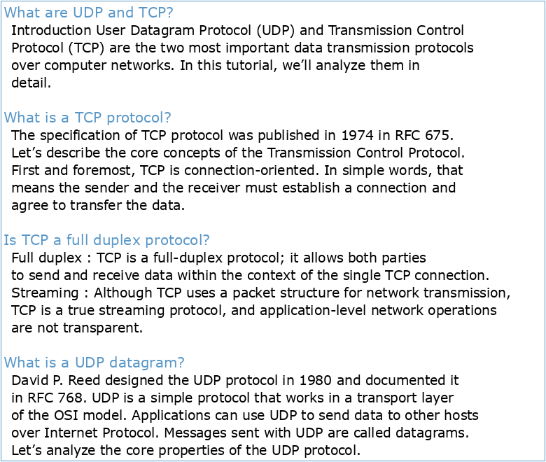 Protocoles UDP et TCP