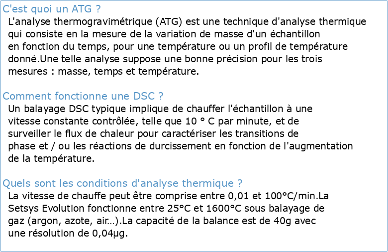 Analyse Thermique ATD/ATG/DSC