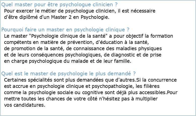 Master Psychologie clinique