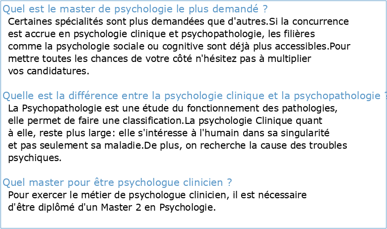 Master Mention Psychologie Clinique Psychopathologie