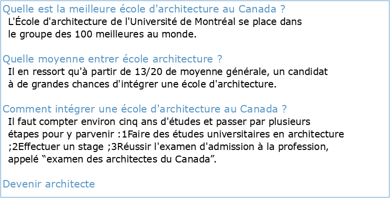 Université de Montréal Faculté de l'aménagement École d'architecture