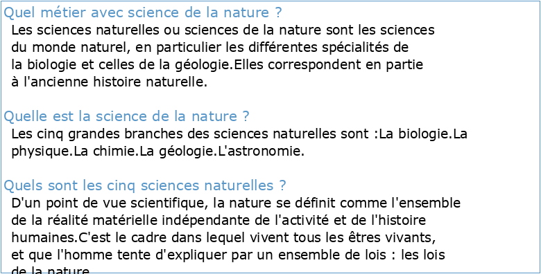 Sciences de la nature 7e année programme d'études