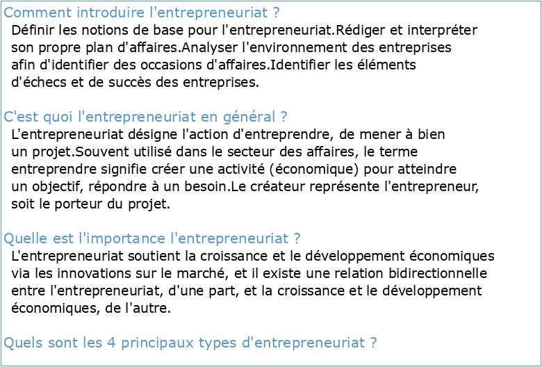 Une introduction à l'entrepreneuriat