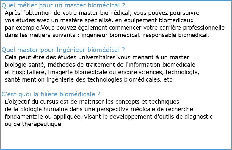 Mastère Professionnel en Génie Biomédical : Semestre 1(Tronc