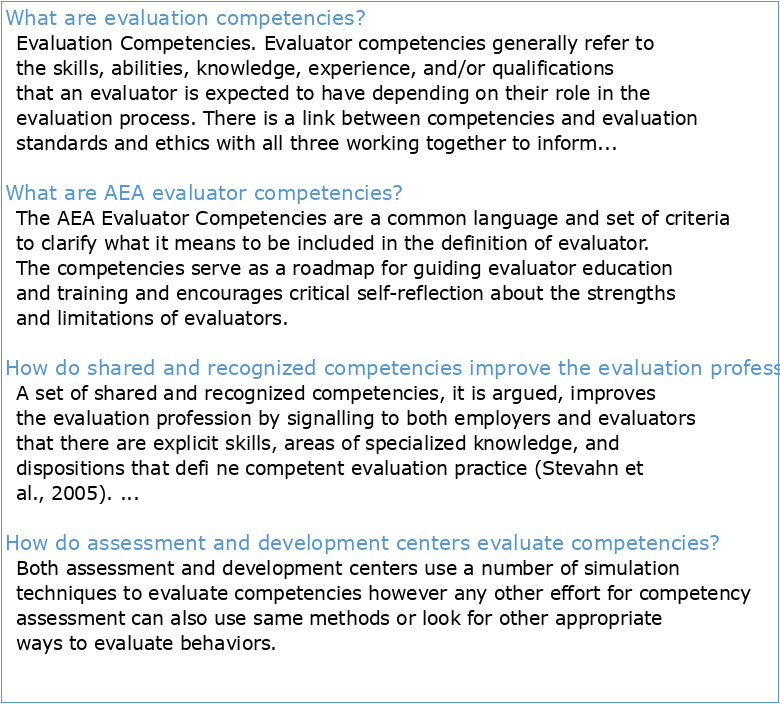 Establishing Essential Competencies for Program Evaluators