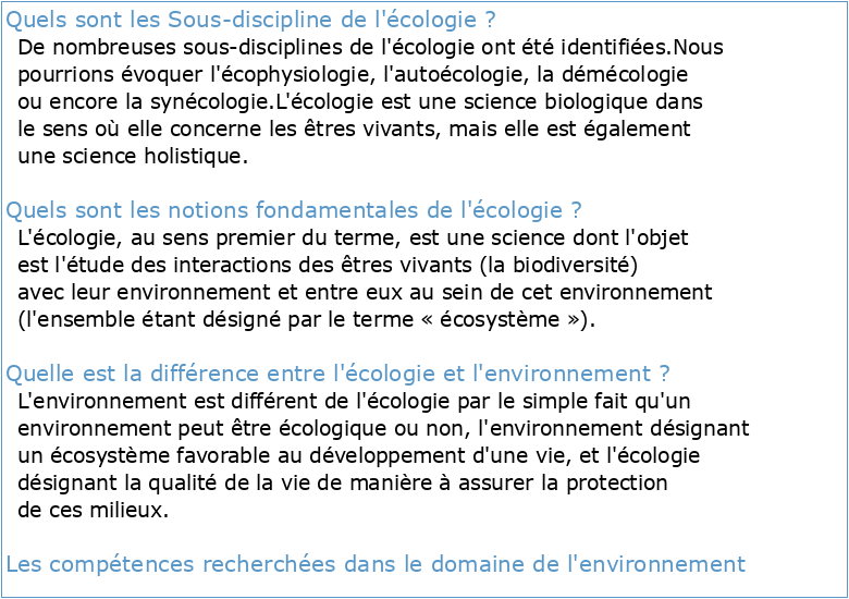 Socle Commun L2 : Ecologie et Environnement