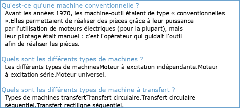 Machines d'usinage conventionnelle (MO)