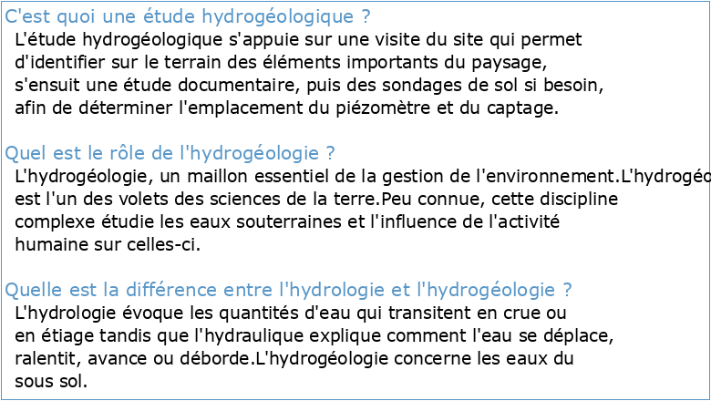 NOTIONS D’HYDROGÉOLOGIE