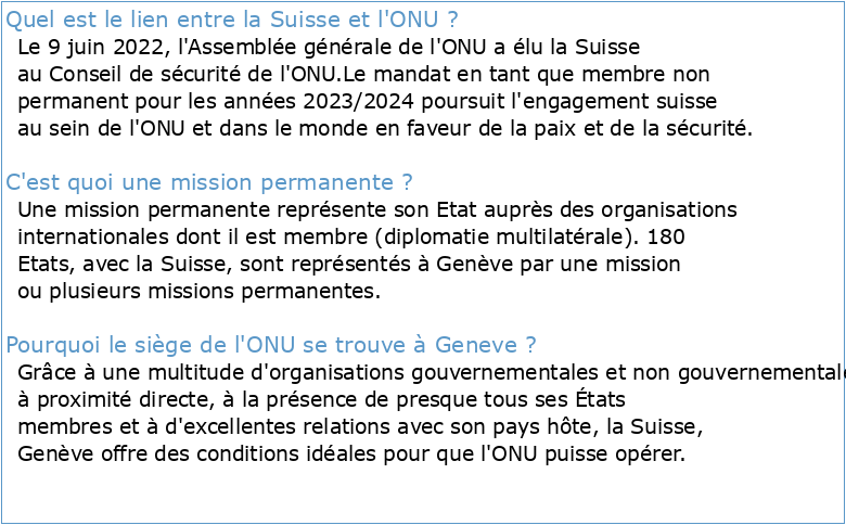 Mission permanente de la Suisse auprès des Nations Unies