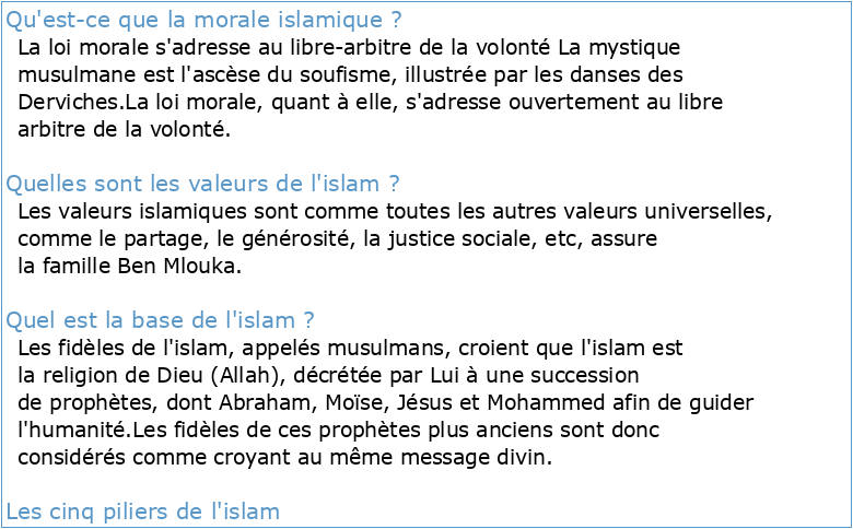 la morale de l'islam