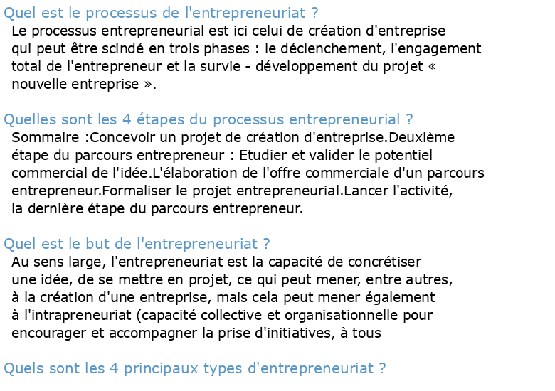 L'entrepreneuriat comme processus d