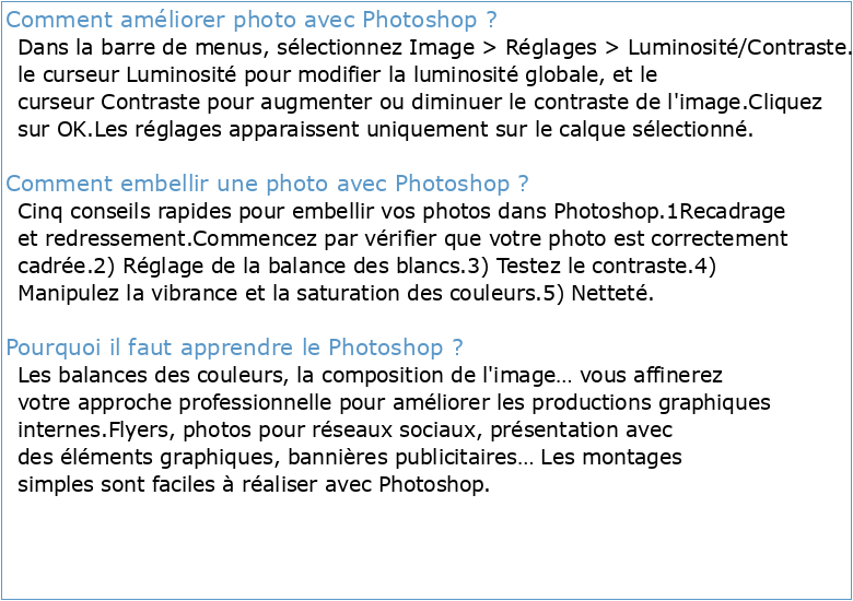 Ateliers Photoshop pour le photographe