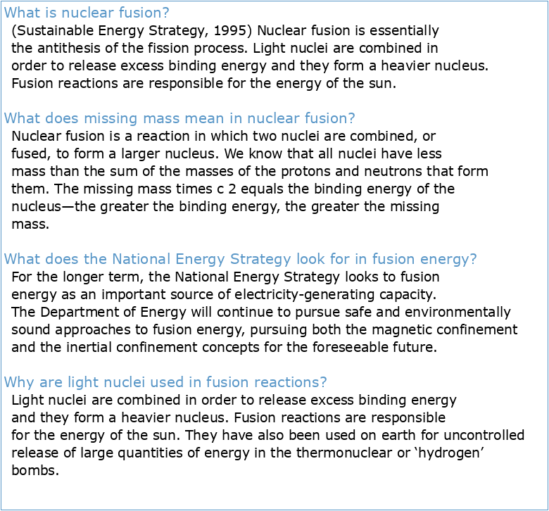 Chapter 14 NUCLEAR FUSION