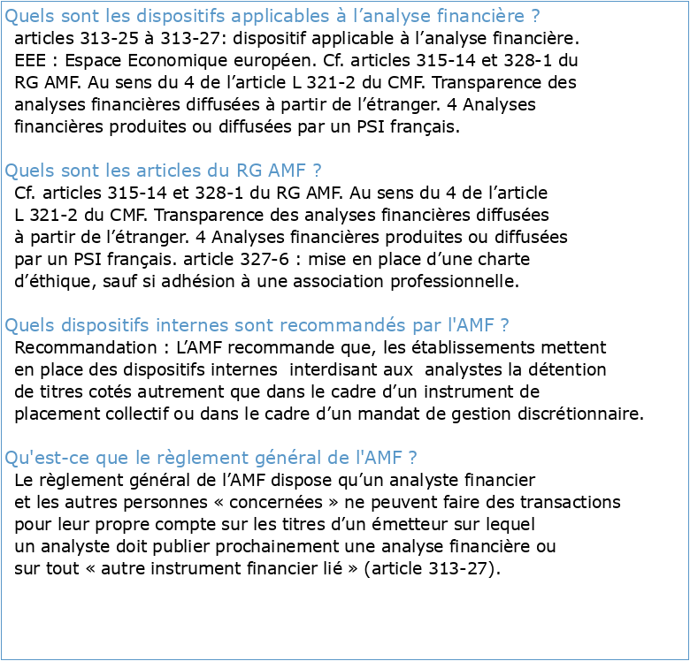 recommandation AMF n°2013-25 Guide relatif à l'analyse financière