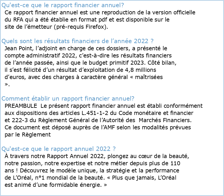 RAPPORT FINANCIER ANNUEL 2022