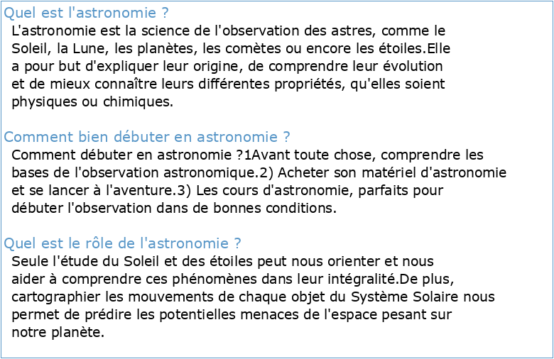 Introduction `a l'astronomie