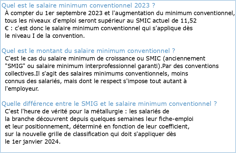 Grille des salaires minimums conventionnels au 1er janvier 2023