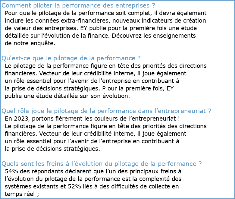 Le pilotage de la performance dans les PME en France : une