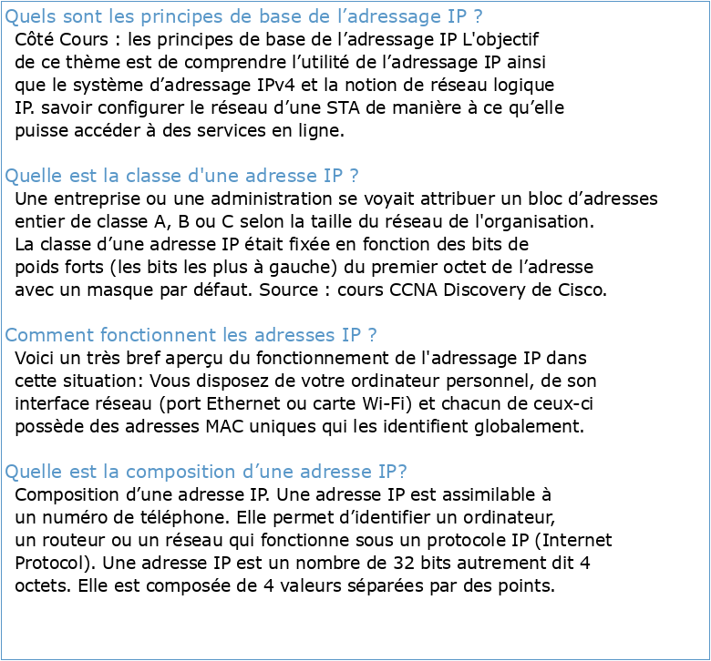 Côté Cours : les principes de base de l'adressage IP
