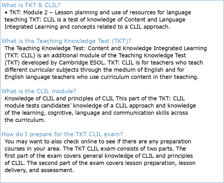 TKT: Content and language integrated learning (CLIL)