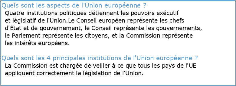 LUnion européenne et quelques aspects institutionnels