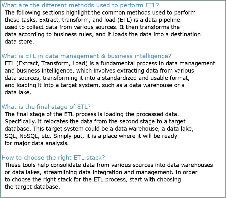 Managing ETL Processes