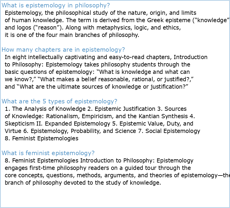 Topic 1: Introduction to Epistemology