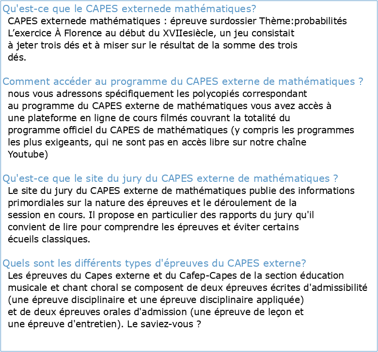CAPES Externe de Mathématiques 2009 Épreuve sur dossier