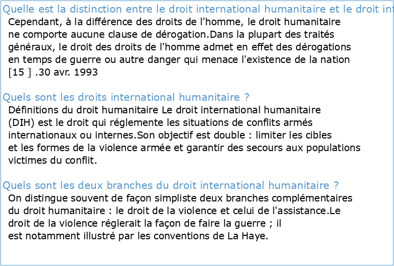 Le droit international humanitaire et le droit des droits de
