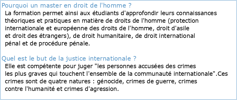 MASTER DROITS DE L'HOMME ET JUSTICE INTERNATIONALE
