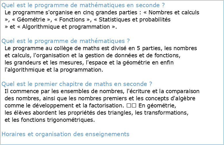Programme de mathématiques de seconde générale et technologique