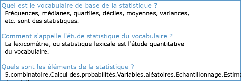 I) Vocabulaire de la statistique