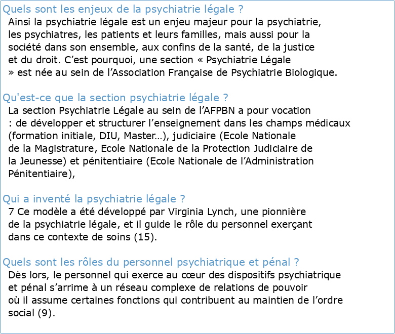 Activités professionnelles confiables en psychiatrie légale