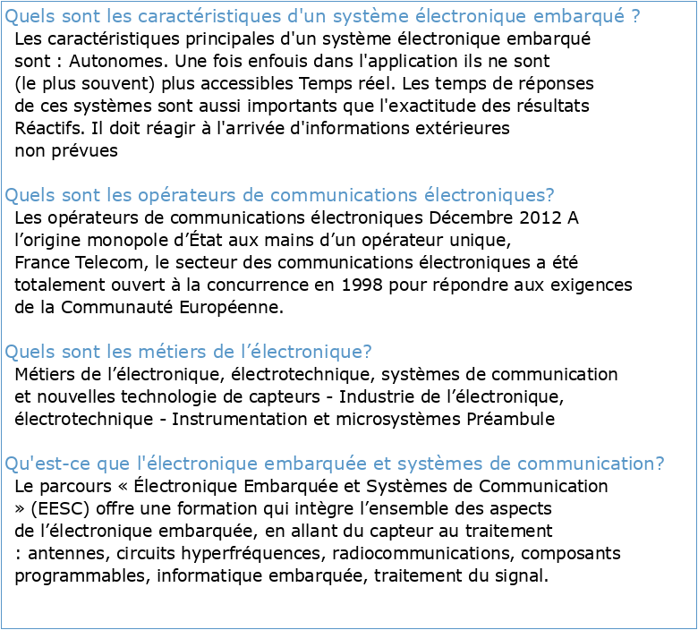 MÉTIERS DE L’ÉLECTRONIQUE : COMMUNICATION SYSTÈMES EMBARQUÉS
